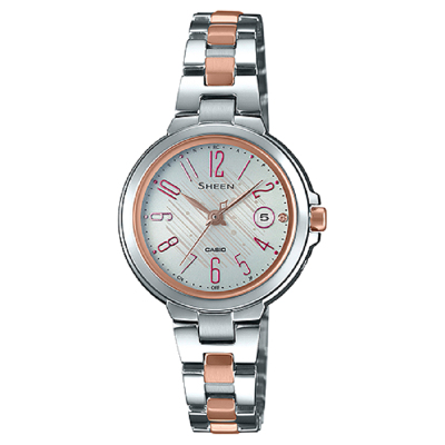 SHW-5100DSG-7A卡西欧手表女表正品太阳能石英表银色