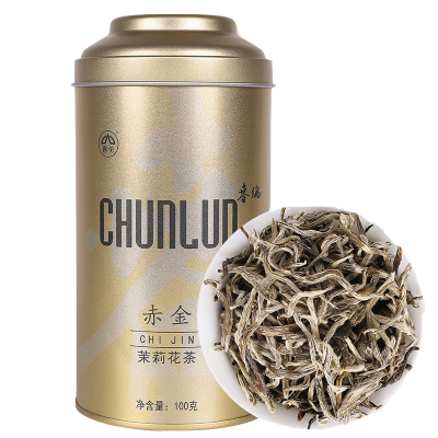 春伦茉莉花茶特级福建茉莉赤金茶叶鲜花窨制绿茶罐装新茶100g