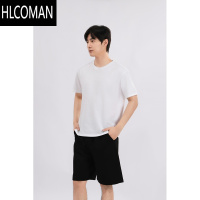 HLCOMAN白色短袖T恤男装25夏季新款简约打底衫圆领纯色内搭短袖半袖