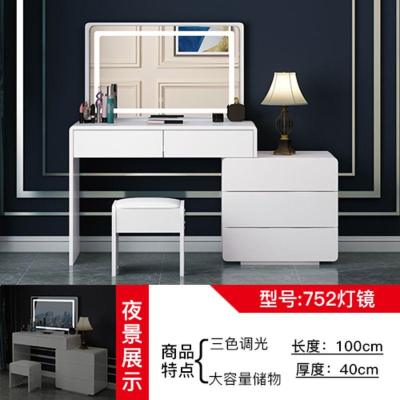 欧式梳妆台收纳柜一体网红化妆桌子卧室现代简约化妆台带灯小户型