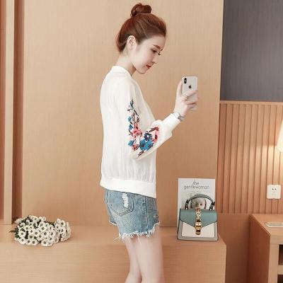 夏季新款韩版防晒衣女印花长袖防晒服学生短款外套薄款女宽松-定制图片色