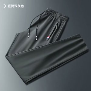 冰丝裤子男士夏季新款三色标拉链厂家束脚型拉链长裤