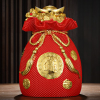 添福运 树脂摆件工艺品家居客酒柜装饰品玄关客厅只进不出大容量存钱罐摆件办公室装饰店铺装饰开业礼品乔迁礼品钱袋存钱罐