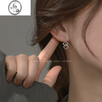 JiMi显脸小925银银几何方形耳环耳坠高级感耳钉女简约气质耳饰2021年