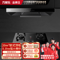 万家乐 烟灶厨电套餐装AT051+AC5 20立方大吸力油烟机 欧式顶吸 挥手智控 5.1KW一级节能 天然气灶