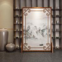 定制中式屏风客厅酒店山水镂空实木遮挡家用玄关隔断花鸟座屏 白蜡木100*180