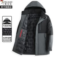 啄木鸟2024冬季新款商务棉服男士外套加厚中老年爸爸中长款棉衣服