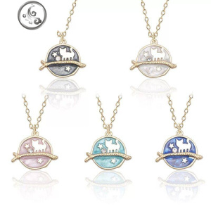 韩版好朋友项链闺蜜5人卡通星空猫咪可爱吊坠学生女五简约锁骨链 JiMi 每个颜色一个五个装