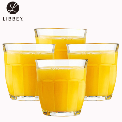 Libbey利比玻璃杯水杯威士忌杯洋酒烈酒杯啤酒杯杯子条纹266ml四只装