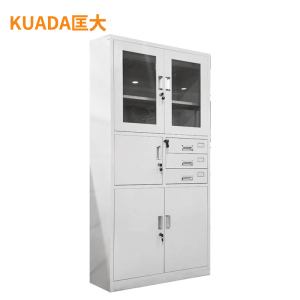 匡大文件柜偏三斗文件柜铁皮柜办公文件资料储存柜钢制偏三斗文件柜内含保险柜KDT370 白色