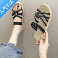 SUNTEK凉拖鞋女外2023新款夏季时尚百搭平底两穿网红罗马凉鞋厚底沙滩女