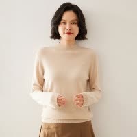 秋冬新款半高领羊绒衫山羊绒女士时尚内搭经典套头宽松保暖打底衫