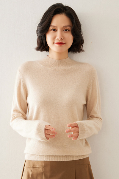 秋冬新款半高领羊绒衫山羊绒女士时尚内搭经典套头宽松保暖打底衫