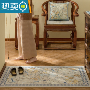 敬平月夜花窗入户门口垫子进门地垫皮革防滑免洗脚垫超厚定制防滑垫 方款-满铺花型随机