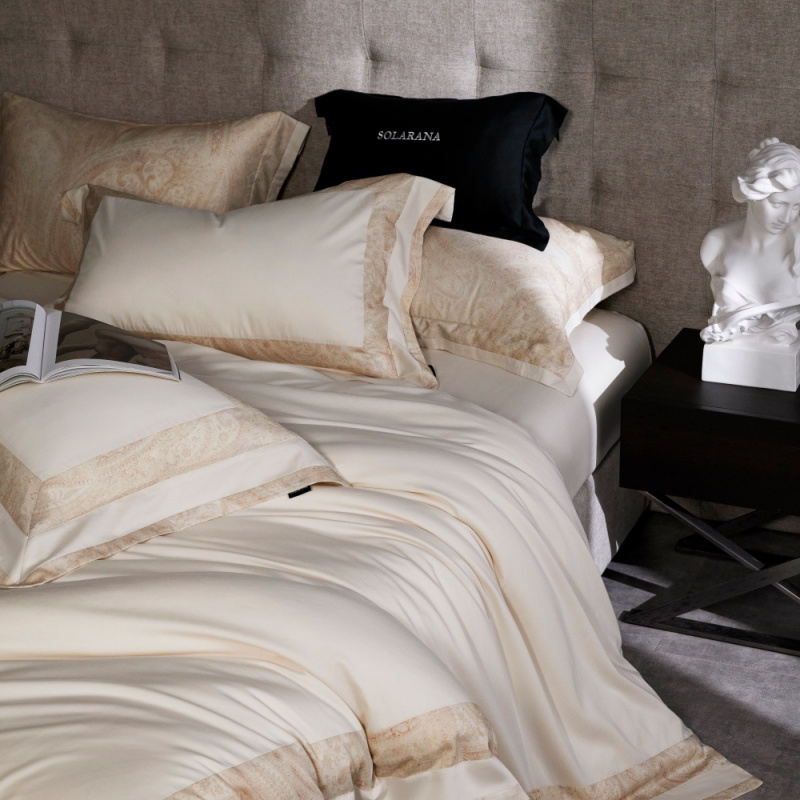 轻奢简约风超细旦120s天丝棉磨毛四件套亲肤大气床单被套搬家床品