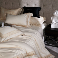 轻奢简约风超细旦120s天丝棉磨毛四件套亲肤大气床单被套搬家床品