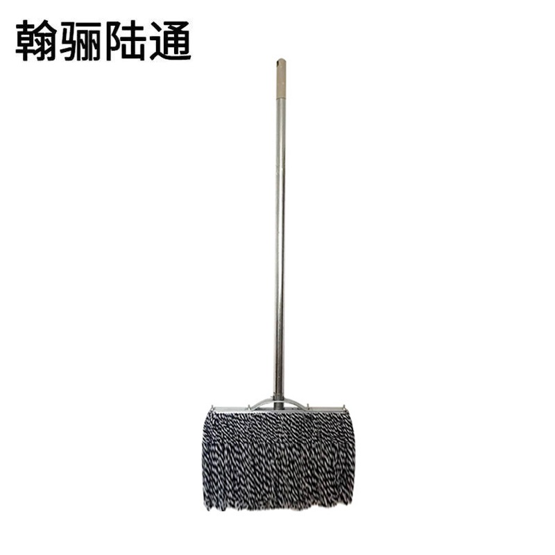 翰骊陆通 可拆卸镀锌铁件老式棉线拖把拖布 蓝白棉线钢杆27cm 把