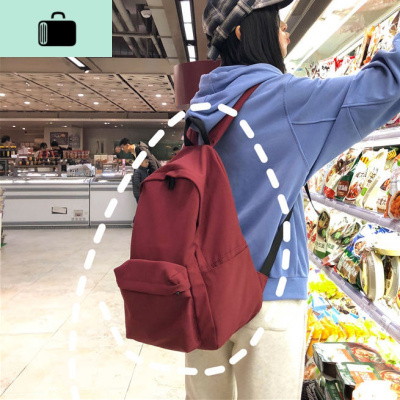 少女纯色帆布简约书包女学生韩版 初中大容量校园ins高中双肩背包NEW LAKE女手包