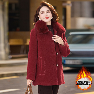 大毛领妈妈装洋气中老年人棉衣外套时尚简约棉服女中年装60岁50岁_4