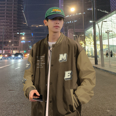 [3件8.5折118.9元,叠加优惠券]唐狮外套男棒球服夹克外套男棒球领图案撞色男士外套新款秋季