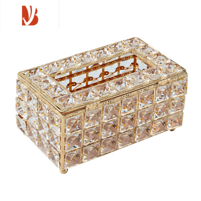 三维工匠高级水晶抽纸盒花瓶烟灰缸套装纸巾遥控收纳欧式轻奢客厅茶几装饰 水晶抽纸盒