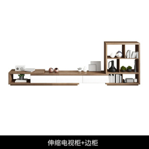 森美人北欧现代简约茶几电视柜组合伸缩客厅背景墙壁柜中小户型地柜定制