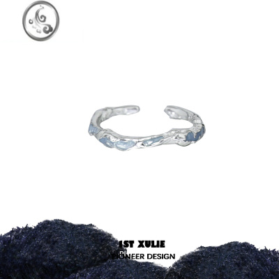 JiMi原创925银银戒指小众设计冷淡风高级百搭食指开口情侣对戒送礼物