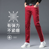 专属国际彩色牛仔裤男士修身小直筒潮流青年个性痞帅轻奢高端