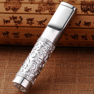 ZOBO正牌925银烟嘴 拉杆循环型过滤器可清洗粗细烟两用 男香菸烟具商务礼品