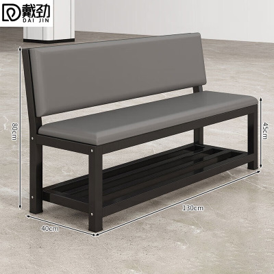 戴劲长条凳软包沙发换鞋凳等候靠背休息区长条椅子130*45*80cm双层