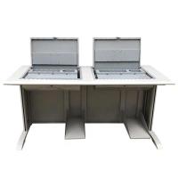 三能 办公家具多媒体室电脑桌双位箱体钢木翻转电脑桌简约现代多媒体电脑桌电脑室桌子 椅子