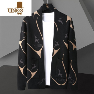 YANXU男士针织衫开衫潮流帅气休闲薄款毛衫2023新款时尚毛衣外套