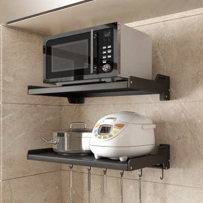 不锈钢厨房微波炉置物架古达挂墙上烤箱支架家用壁挂收纳调料架免打孔
