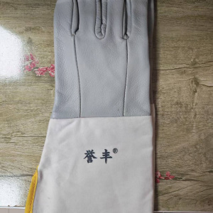 誉丰YL-5033半皮半帆布灰色长款光面皮安全袖口电焊手套 1双装