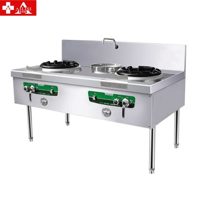 埃利斯(AILISI)猛火灶商用燃气灶液化气天燃气单灶双灶厨房餐厅炒菜专用 1.5米 工程款双炒一温 RQ-1500GC