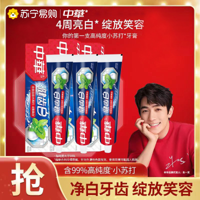 中华健齿白牙膏200g*2支去渍薄荷果香味家庭实惠装口气清新