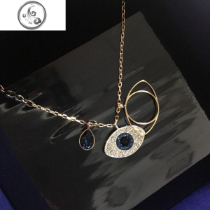 新款恶魔之眼项链女纯银锁骨链玫瑰金百搭简约彩金网红不色 JiMi 玫瑰金色