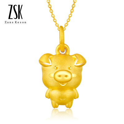 ZSK珠宝黄金吊坠女小猪のlovely系列-嘟嘟猪3D硬足金女士生肖猪金猪吊坠项坠（计价）1.12克工费80-