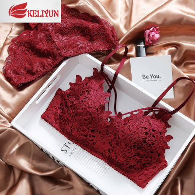 可莉允本命年红色内衣内裤套装女无钢圈性感惑小胸聚拢蕾丝文胸胸罩一套文胸套装