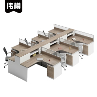 伟樽屏风办公桌六人位带六椅420*270*110cm套