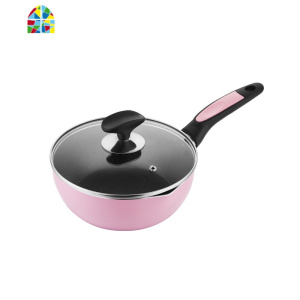 小型单人家用不粘锅小炒锅1人2-3宝宝辅食炒菜锅燃气电磁炉专用锅 FENGHOU 24cm粉色小炒锅加盖+蒸笼