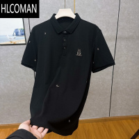 HLCOMAN95%冰爽棉 刺绣工艺 舒适珠地透气衫短袖 男士夏季休闲翻领