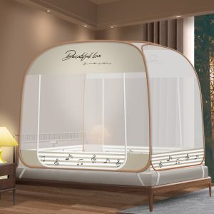 新款蒙古包蚊帐免安装防摔学生宿舍单门加厚加密垫子式帐底全封闭