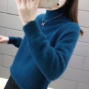 毛衣女新款时尚宽松外穿套头内搭半高领打底衫女秋冬