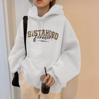 加绒卫衣连帽外套情侣装冬季韩版慵懒风宽松上衣胖MM大码女装