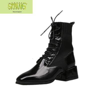 马丁靴女英伦风2020秋季新款时尚百搭学生单靴粗跟中跟网红瘦瘦靴语娄靴子