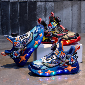 秋季新款儿童运动鞋男童篮球鞋学生休闲跑步鞋卡通轻便实心底_777