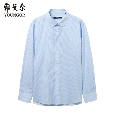 雅戈尔免烫衬衫官方正品2021新款中青年男士春秋装棉弹力衬衣长袖衬衫修身男