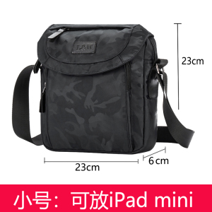 L&M休闲男士单肩包大容量牛津布男斜跨包运动休闲挎包休闲公文邮差包 黑色小号