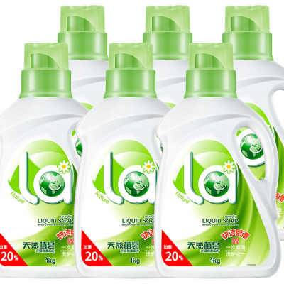 拍下减20-妈妈壹选洗衣液天然植皂倍柔皂液1KG*6瓶量贩装威露士(Walch)出品